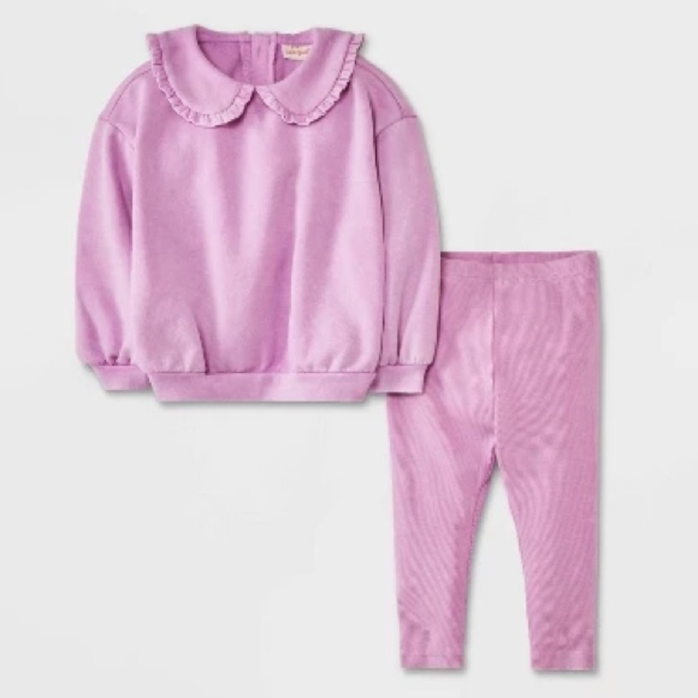 Cat & Jack Fleece Sweatshirt and Ribbed Leggings Set - Purple